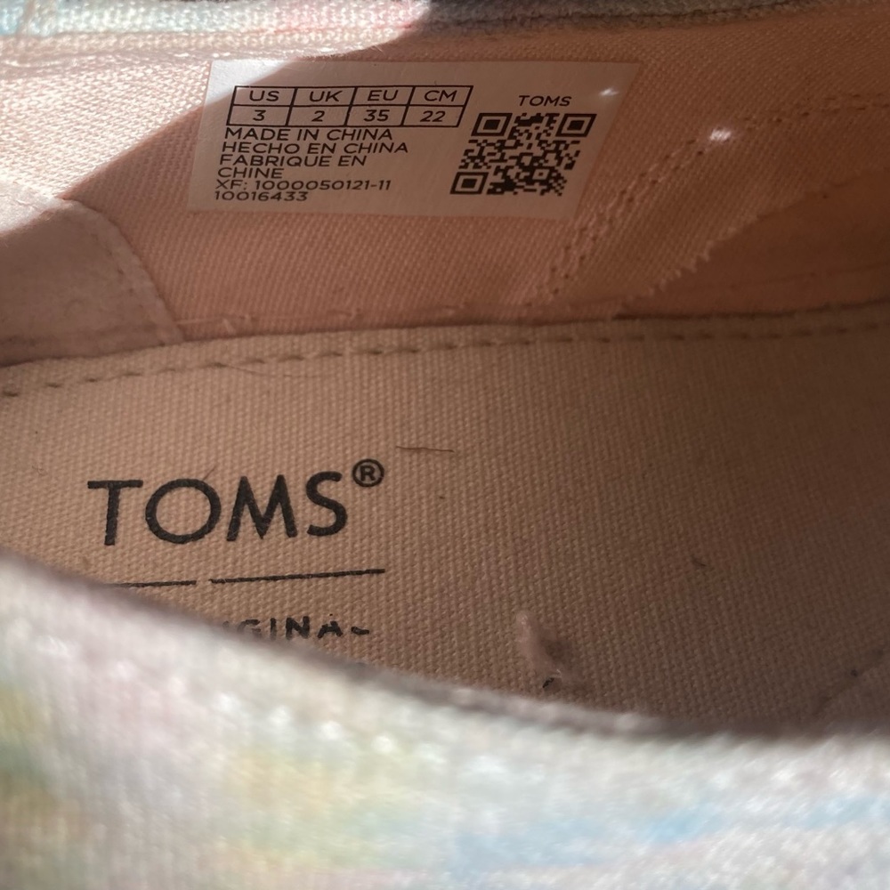 Toms Cordones Cupsole Youth 3 Sneakers Multicolor Canvas Round‎ Toe Lace Up - Picture 5 of 8